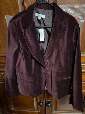 New York & Company Burgundy Velvet Blazer